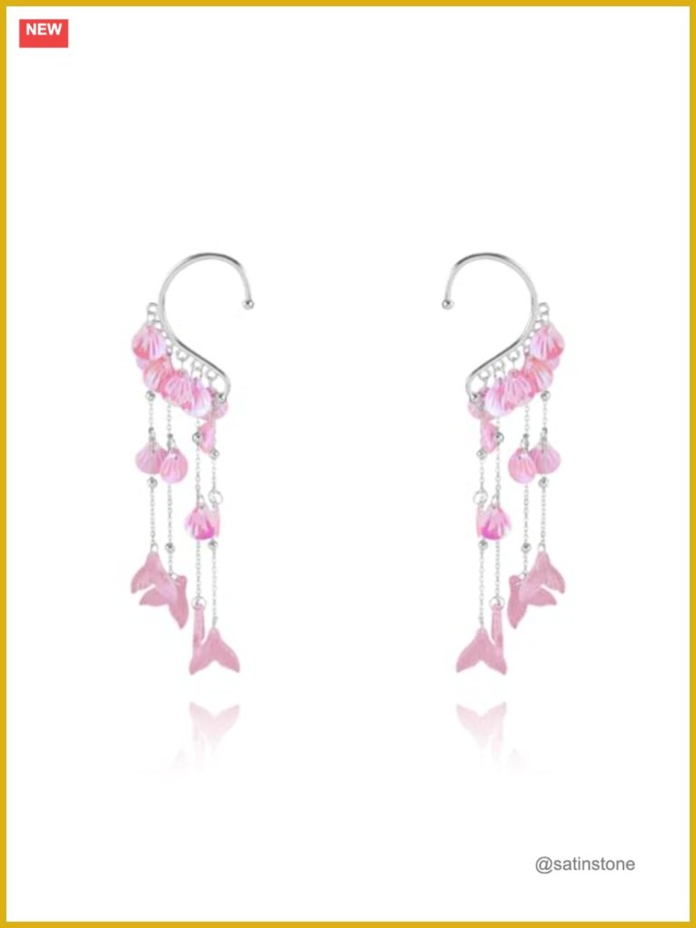 Clip On Elf Ear Cuffs Butterfly Tassel Fairy Wing Dangle Earrings